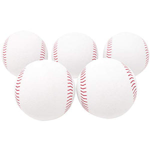 Sunny Days Entertainment Oversized Foam Baseballs for Kids - for Hitting or Replacement Balls | Soft Tball for Toddlers - 5 Pack, White