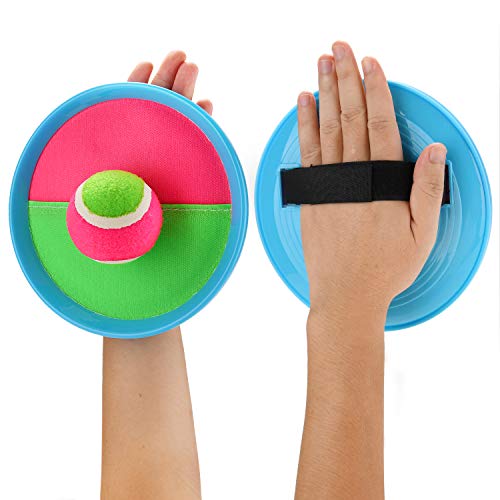 Ayeboovi Toss and Catch Ball Game Backyard Toy for Kids Paddle Game with 4 Paddles and 4 Balls [Upgraded Version]