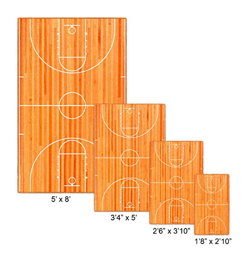 Brumlow Mills Basketball Court Sports Theme Area Rug for Teens Bedroom, Kids Playroom, Living Room Carpet or Classroom Accent Rug, 3'4" x 5'