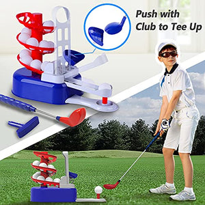 iPlay, iLearn Kids Golf Toys Set W/ Left & Right Club Head, Indoor Outdoor Sport Toy, Training Golf Balls & Club Equipment, Active Exercise Gifts for 3 4 5 6 7 8 Year Olds Boy Toddler Child Girl, Blue